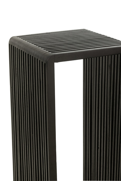 Bijzettafel kubus Gerecycleerd Teak Zwart Set van 2 - Zuil - J-Line - livinglovely.nl