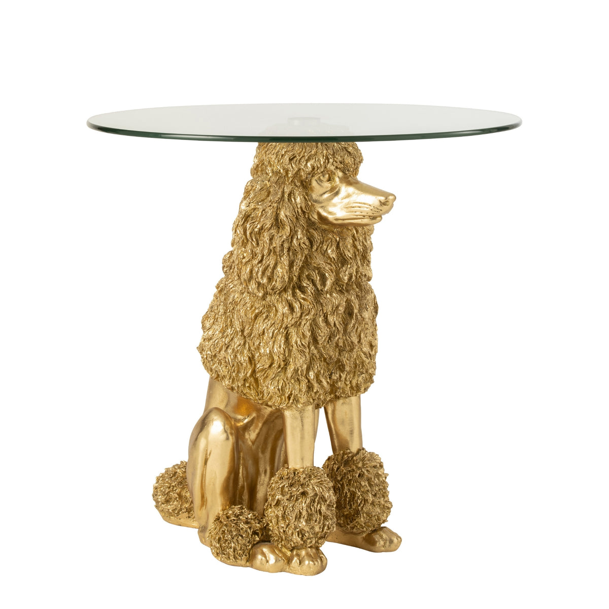 Bijzettafel Poedel Rond Polyresin Goudkleurig J-Line