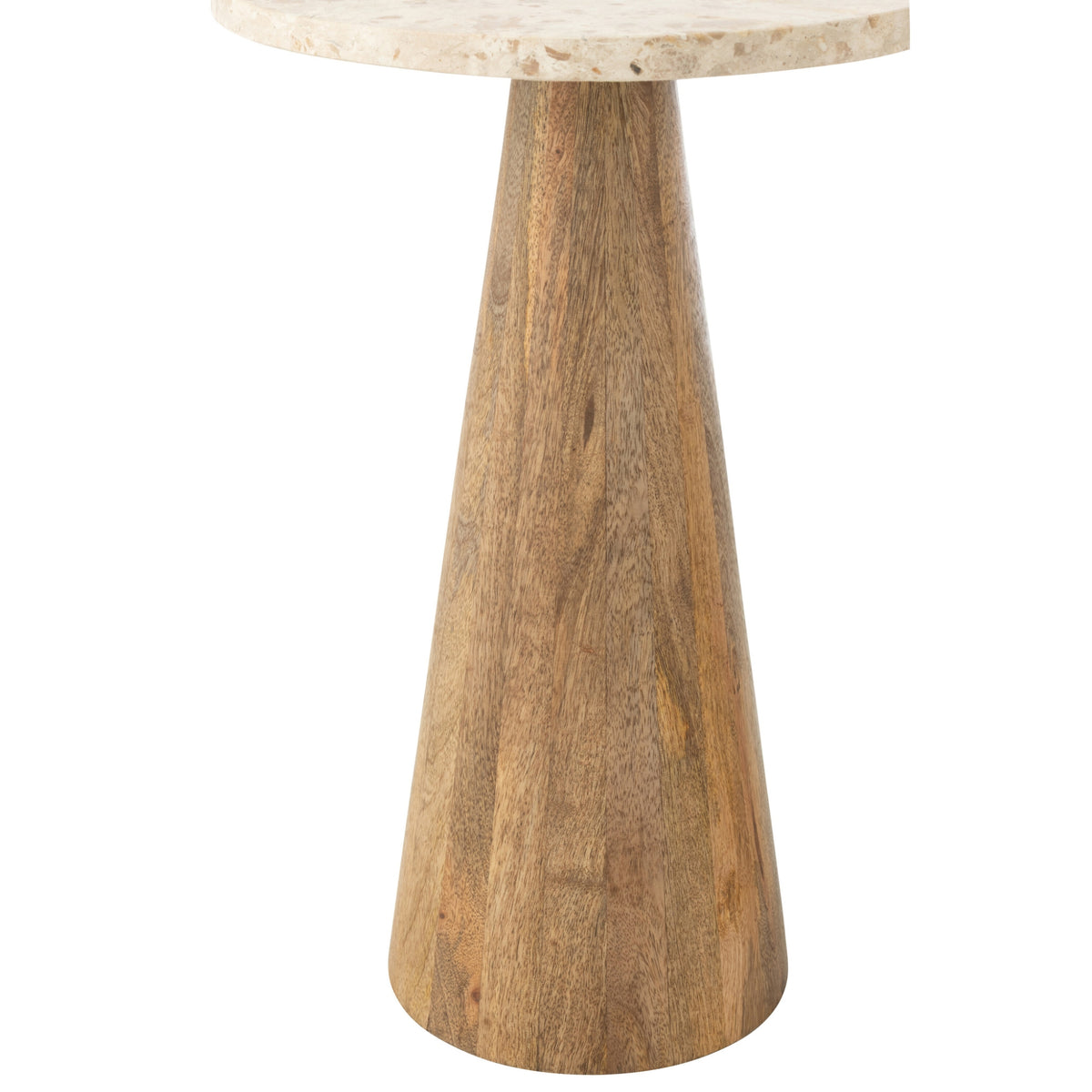 Rundt sidebord i marmor og træ – beige/brun – sæt med 2 fra J-Line