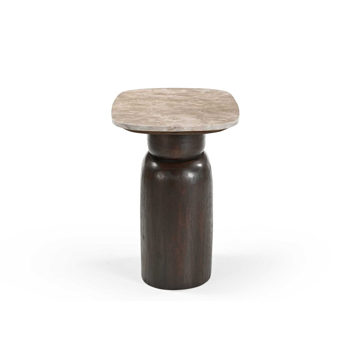 Zijaanzicht van bijzettafel Silva met marmeren blad, 51 cm hoog