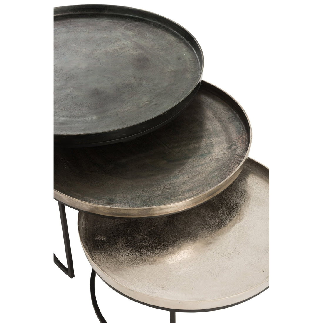 Sideborde Runde Aluminium Sort/Mix Sæt med 3 J-Line