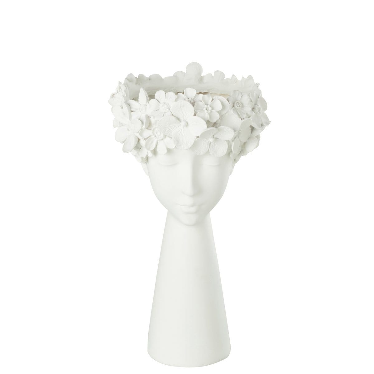 Bloempot Kop Resine Wit Large - Pot - J-Line - livinglovely.nl