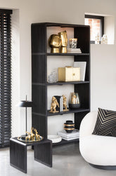 Boekenkast 4 Schappen Gerecycleerd Teak Zwart - Boekenkast - J-Line - livinglovely.nl