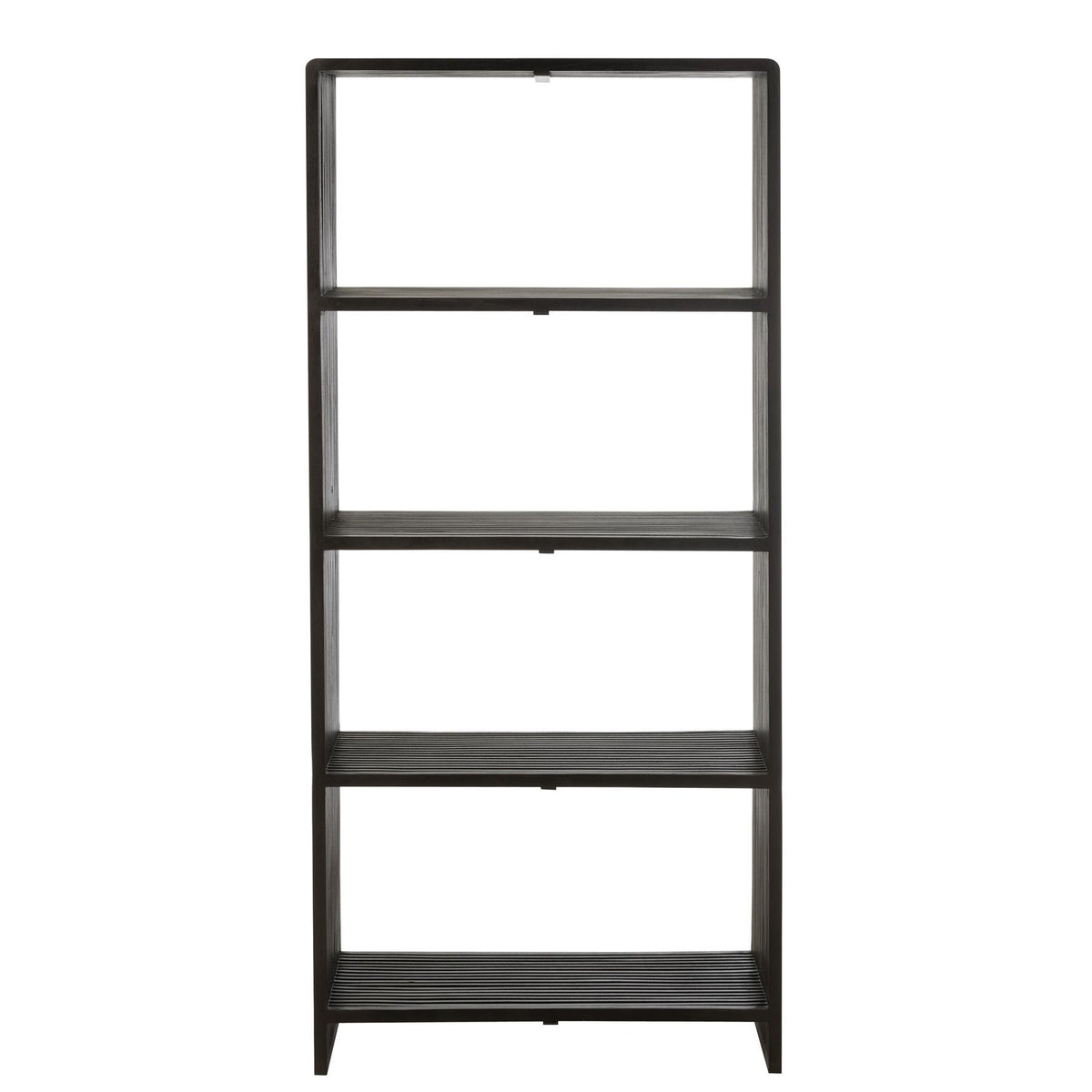 Boekenkast 4 Schappen Gerecycleerd Teak Zwart - Boekenkast - J-Line - livinglovely.nl