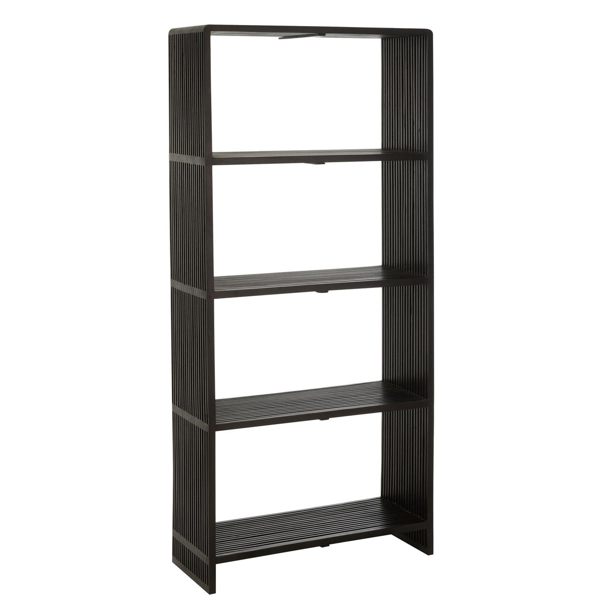 Boekenkast 4 Schappen Gerecycleerd Teak Zwart - Boekenkast - J-Line - livinglovely.nl