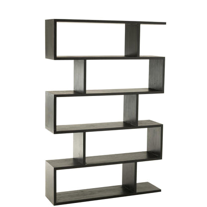 Boekenkast Verticaal Latten Mango Hout Mat Zwart - Boekenkast - J-Line - livinglovely.nl