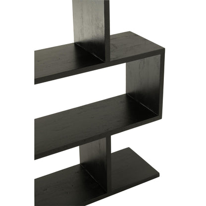 Boekenkast Verticaal Latten Mango Hout Mat Zwart - Boekenkast - J-Line - livinglovely.nl