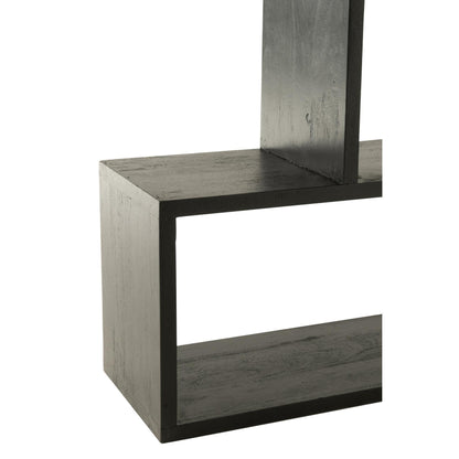 Boekenkast Verticaal Latten Mango Hout Mat Zwart - Boekenkast - J-Line - livinglovely.nl