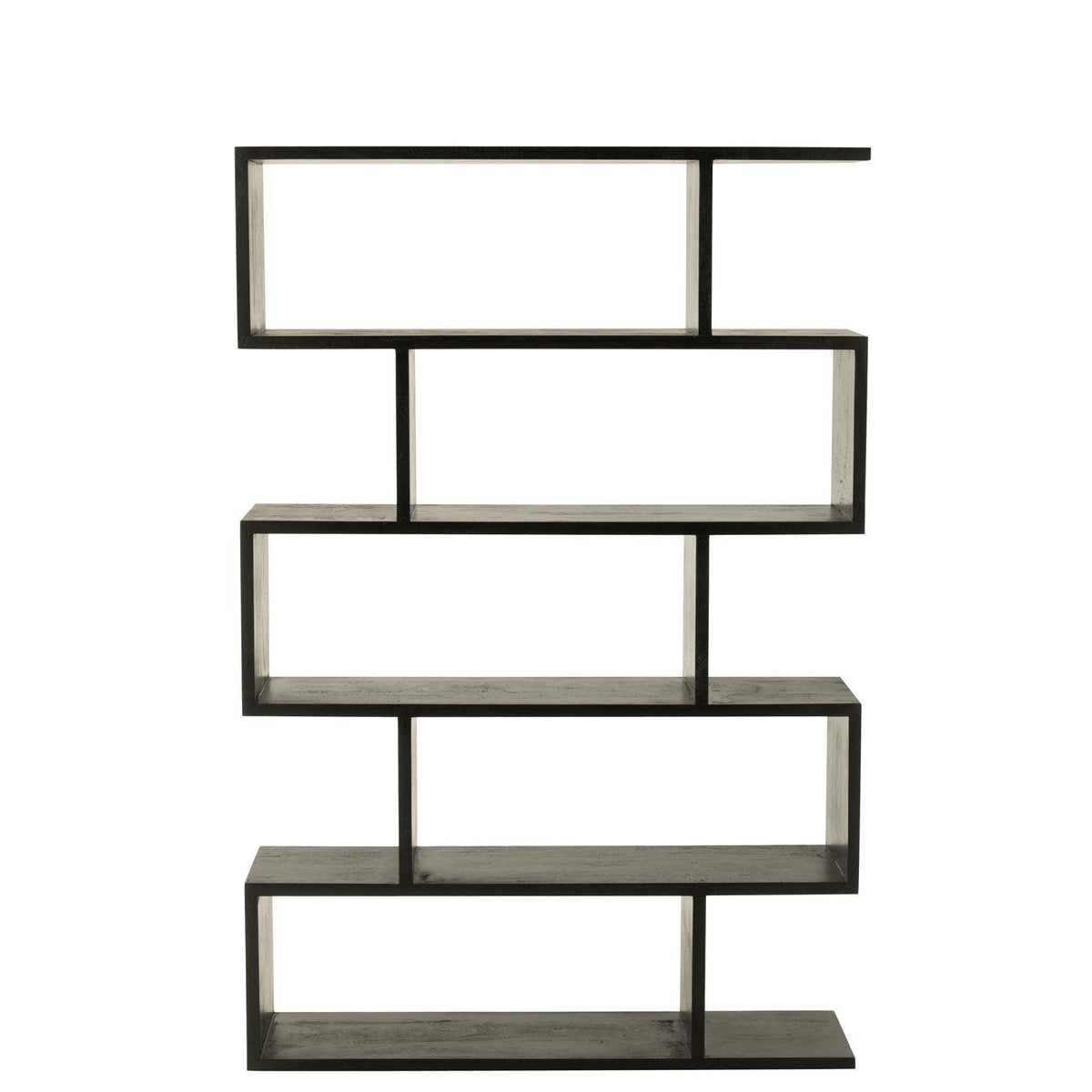 Boekenkast Verticaal Latten Mango Hout Mat Zwart - Boekenkast - J-Line - livinglovely.nl