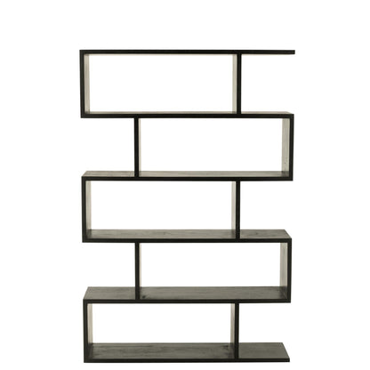 Boekenkast Verticaal Latten Mango Hout Mat Zwart - Boekenkast - J-Line - livinglovely.nl