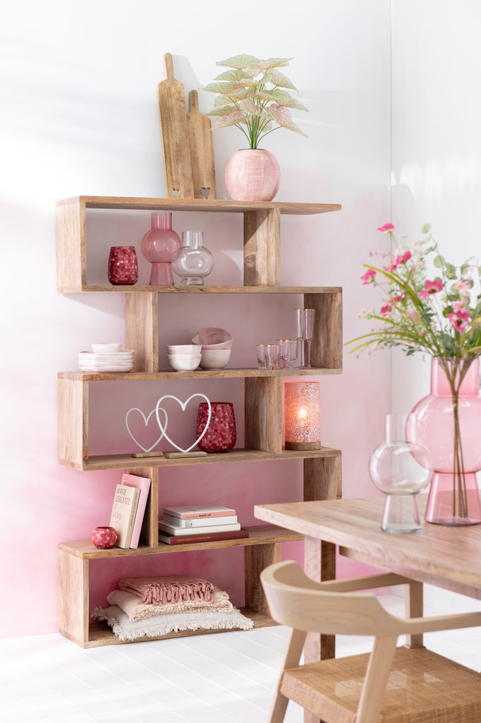 Boekenkast Verticaal Latten Mango Hout Naturel - Boekenkast - J-Line - livinglovely.nl