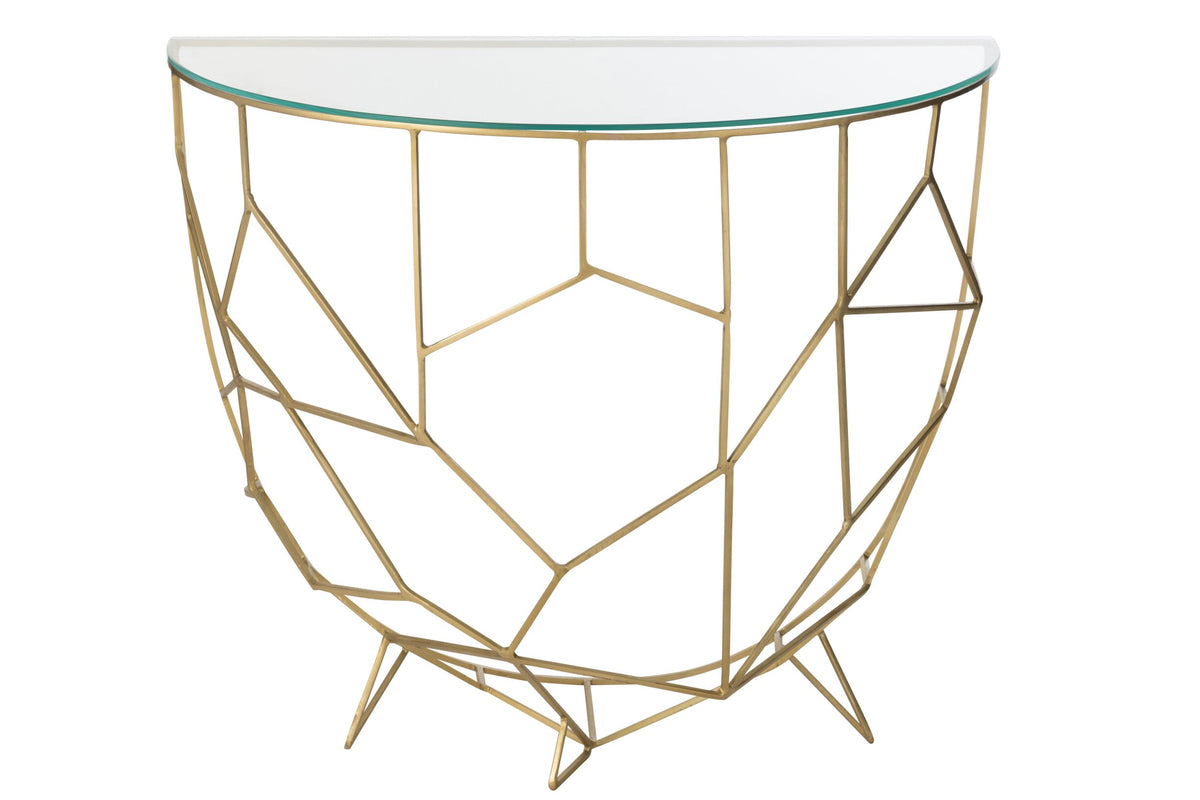 Moza konsolbord i metal/glas, guld, J-Line