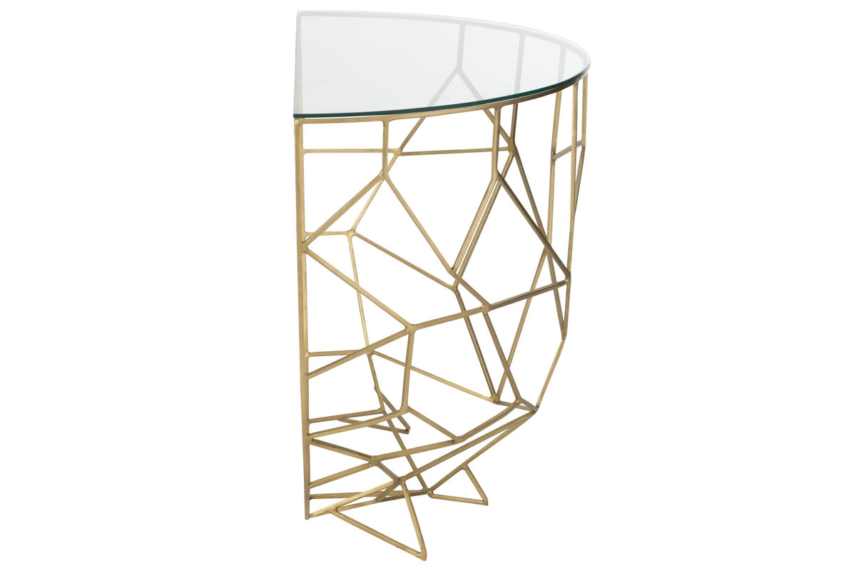 Moza konsolbord i metal/glas, guld, J-Line