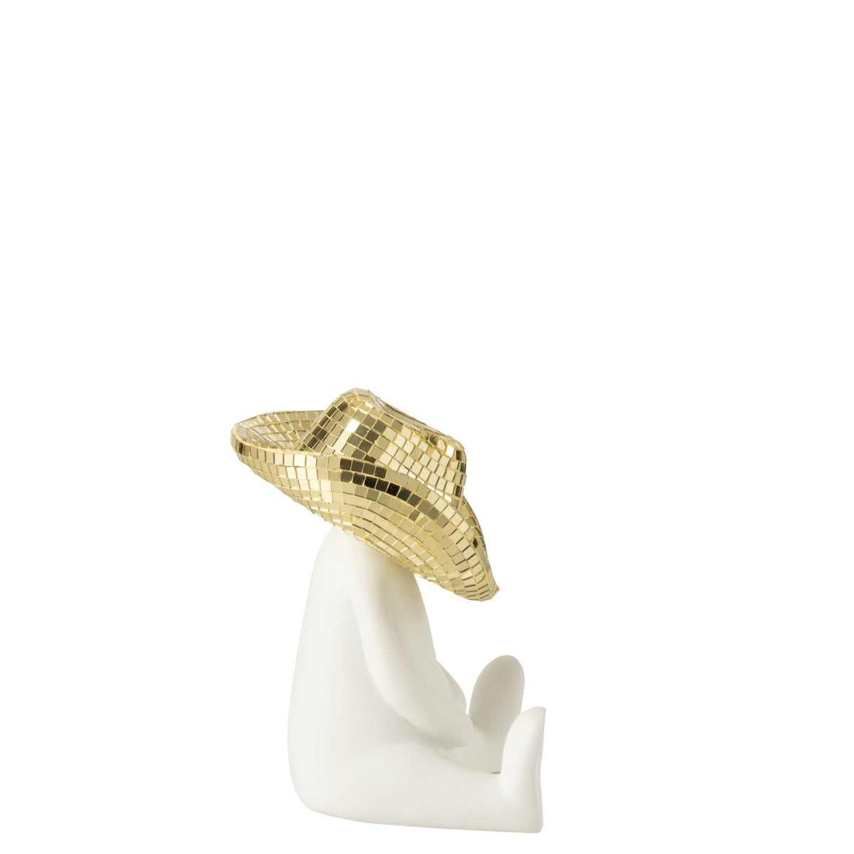 Cowboy mosaik i polyresin, hvid/guldfarvet J-Line