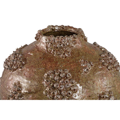 Deisy Green Ceramic Jar Shaped Vase Rough Coral M van PTMD, detail van de ruwe koraalstructuur