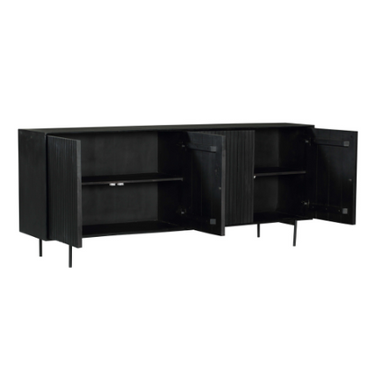 Zwart gelakt bovenblad van het Dressoir Madison 210cm van Starfurn in detail