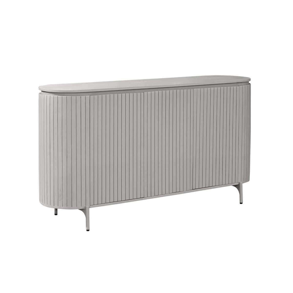Dressoir Solana Taupe van Starfurn schuin van opzij, met afgeronde hoeken