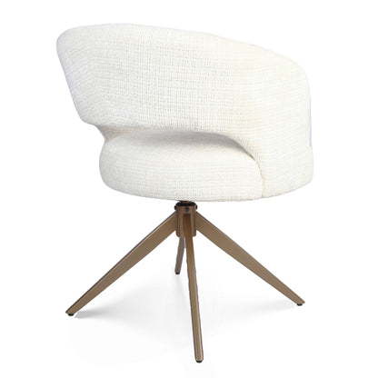Afgeronde zitting en rugleuning van eetkamerstoel Demi Off White van Starfurn