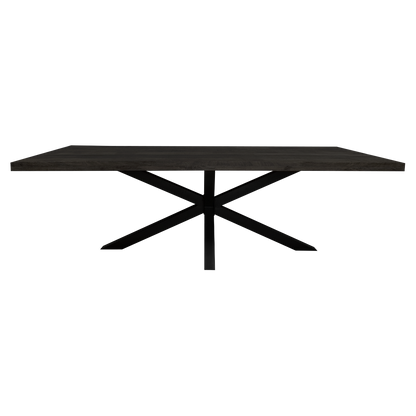 Denver eettafel 180cm van Starfurn met massief mangohouten blad en zwarte metalen matrixpoot