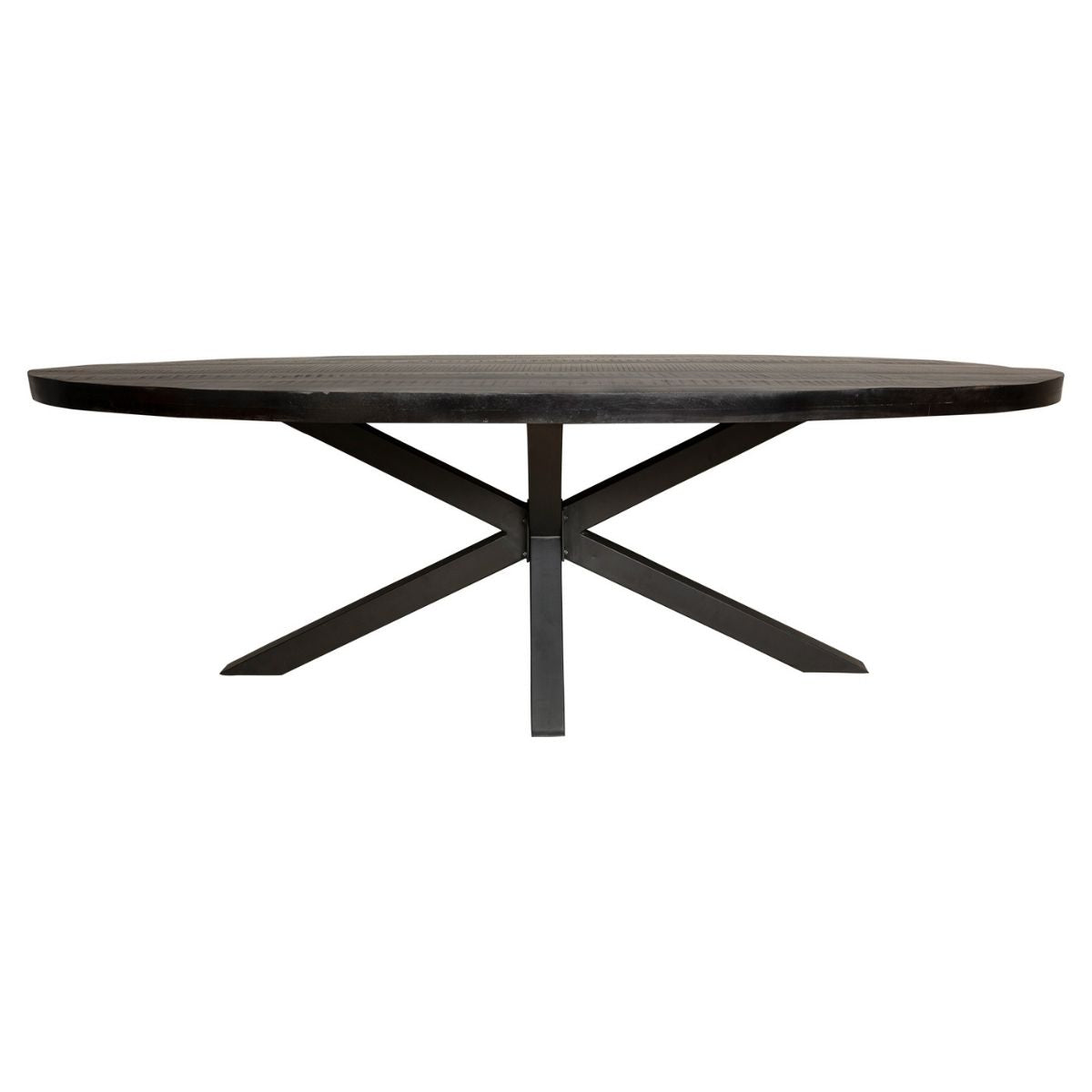 Eettafel Denver Zwart Ovaal 160cm van Starfurn, compacte ovale tafel zonder scherpe hoeken