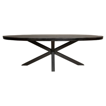 Eettafel Denver Zwart Ovaal 160cm van Starfurn, compacte ovale tafel zonder scherpe hoeken