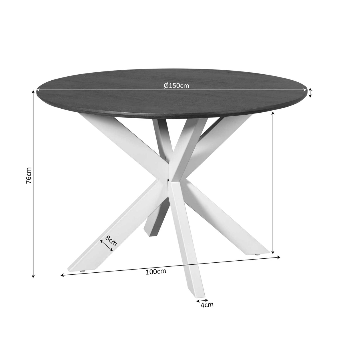 Eettafel Madison 130cm van Starfurn met detail van de rand en dikte van het mangohouten blad