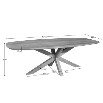 Maatschets van eettafel Nina Deens Ovaal 240cm van Starfurn