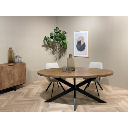 Eettafel Rocky 160cm in Pecan, detail van het blad
