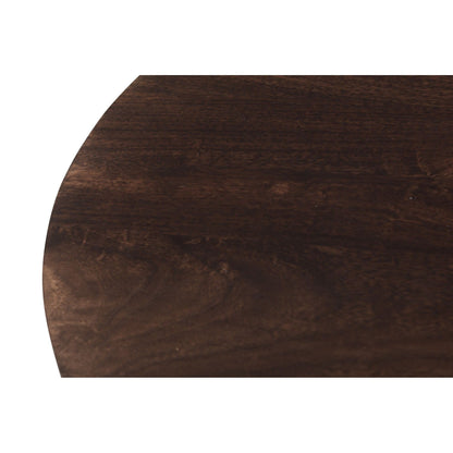 Detail van de nerf en de afgeronde rand van het Walnut tafelblad