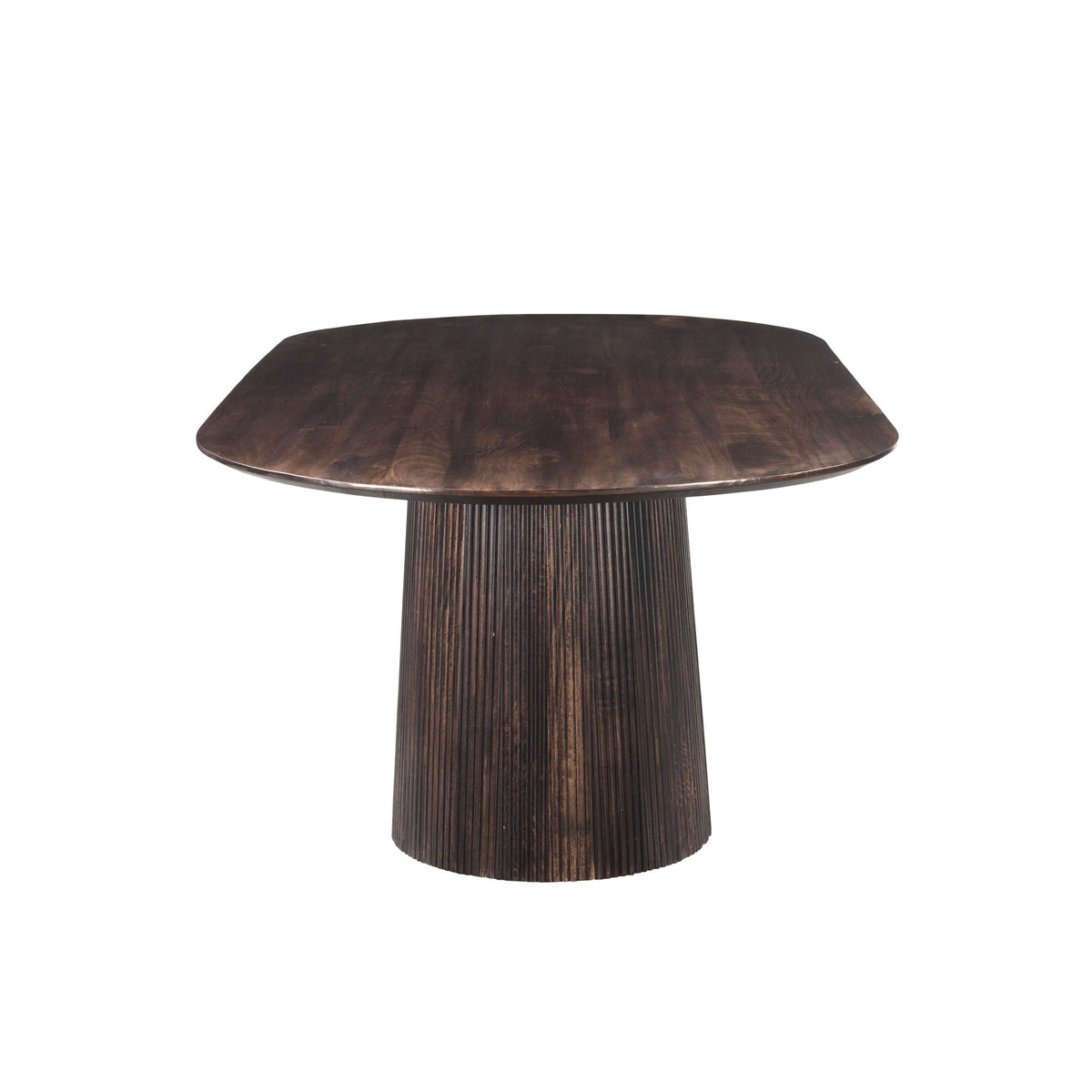 Salvator eettafel Walnut schuin van boven met ovaal mangohouten blad