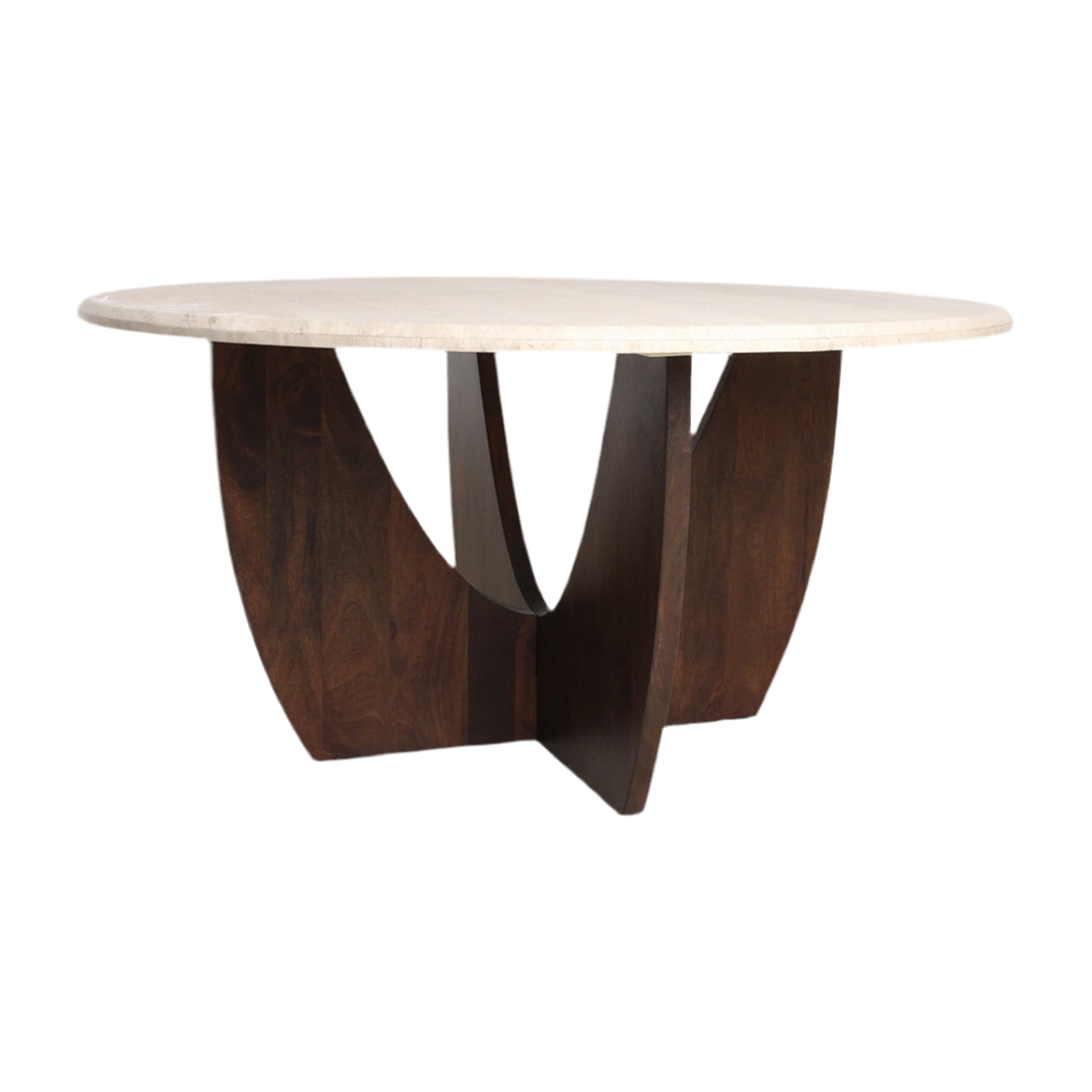 Eettafel Travertin Ronde Bruin Onderstel Raw Materials 120cm - Eetkamertafel - Raw Materials - livinglovely.nl