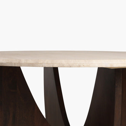 Eettafel Travertin Ronde Bruin Onderstel Raw Materials 120cm - Eetkamertafel - Raw Materials - livinglovely.nl