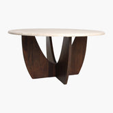 Eettafel Travertin Ronde Bruin Onderstel Raw Materials 120cm - Eetkamertafel - Raw Materials - livinglovely.nl