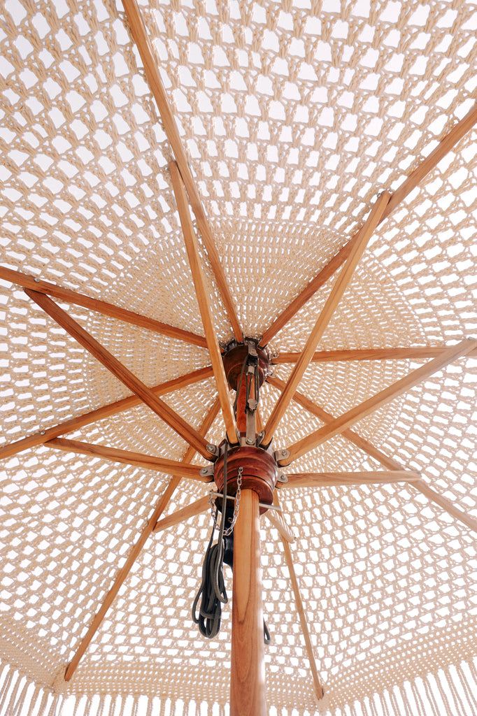 Handgeknoopte Parasol - Créme Fringe - 300cm - Handgeknoopte parasol - Todo Bien - livinglovely.nl
