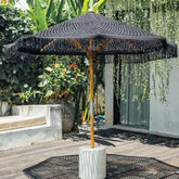 Handgeknoopte Parasol Fringes Zwart 250cm - Handgeknoopte parasol - Todo Bien - livinglovely.nl
