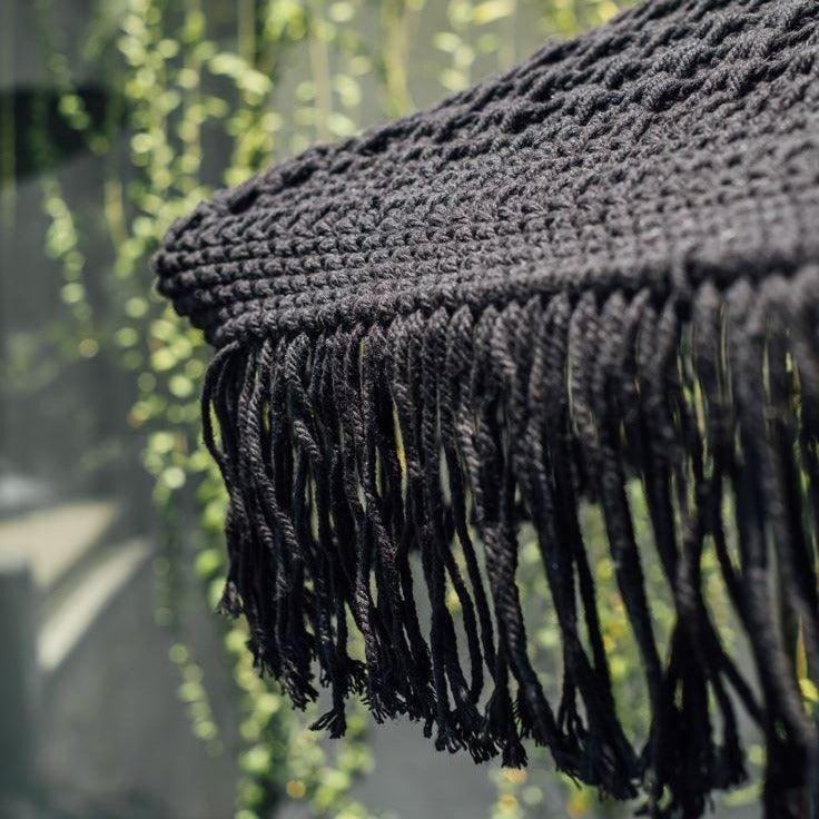 Handgeknoopte Parasol Fringes Zwart 250cm - Handgeknoopte parasol - Todo Bien - livinglovely.nl