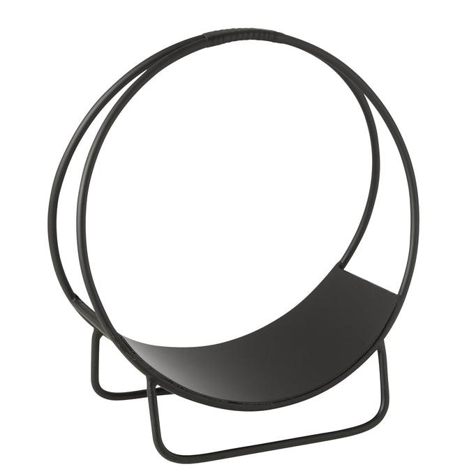Houder Brandhout Mark Metaal Zwart Small - Openhaard accessoire - J-Line - livinglovely.nl