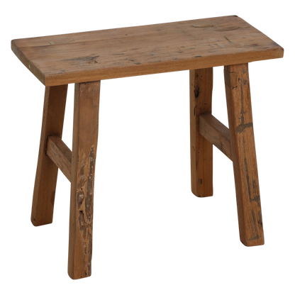 Java Carpenter bankje 35cm van Raw Materials, laag bankje van gerecycled teakhout in naturel