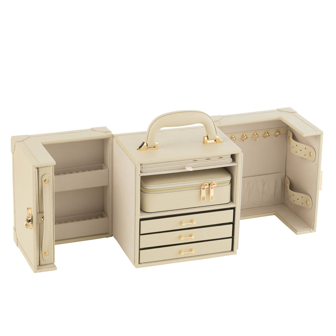 Smykkeskrin med håndtag i beige kunstlæder J-Line