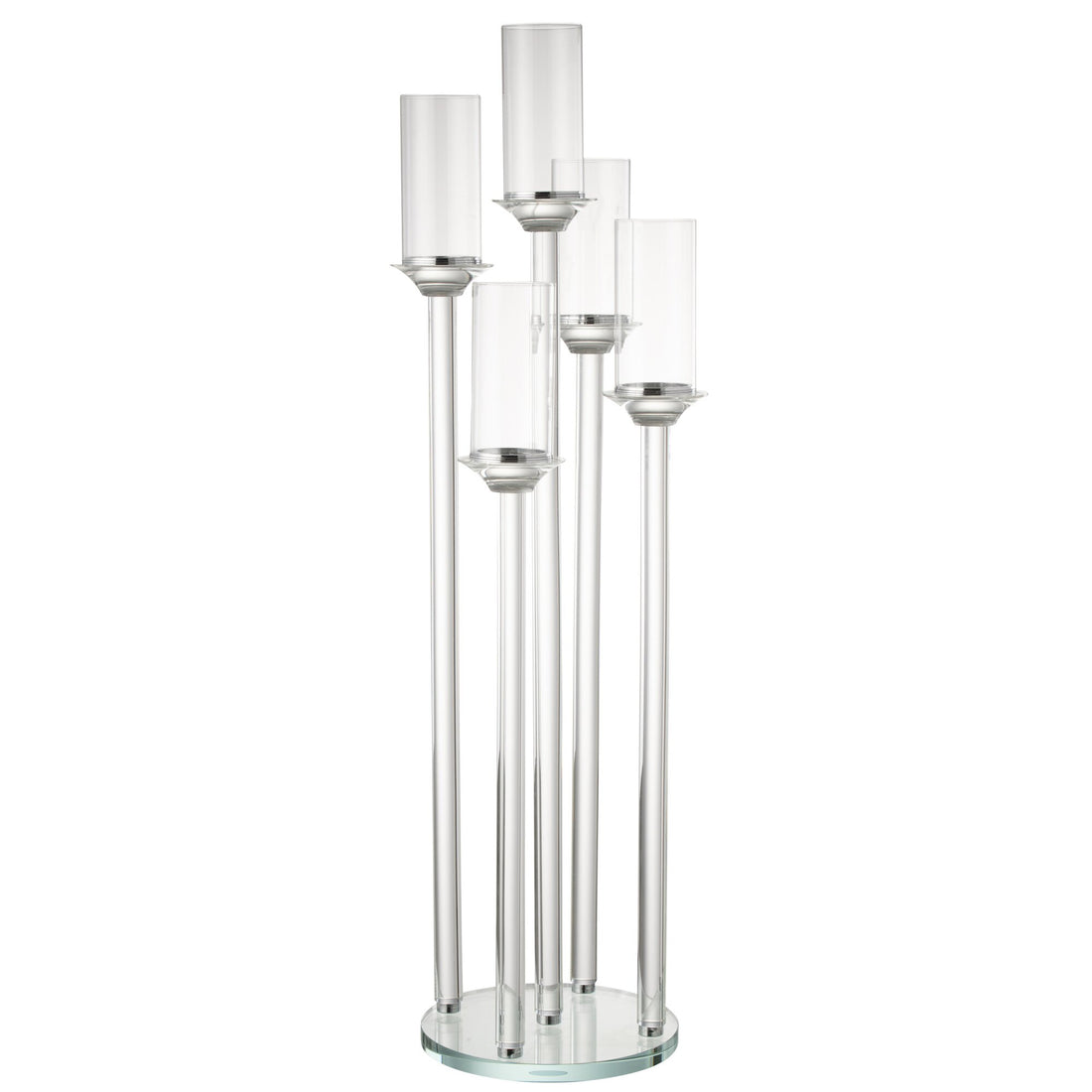 Lysestage 5 Stort Glas Transparent H100cm J-Line