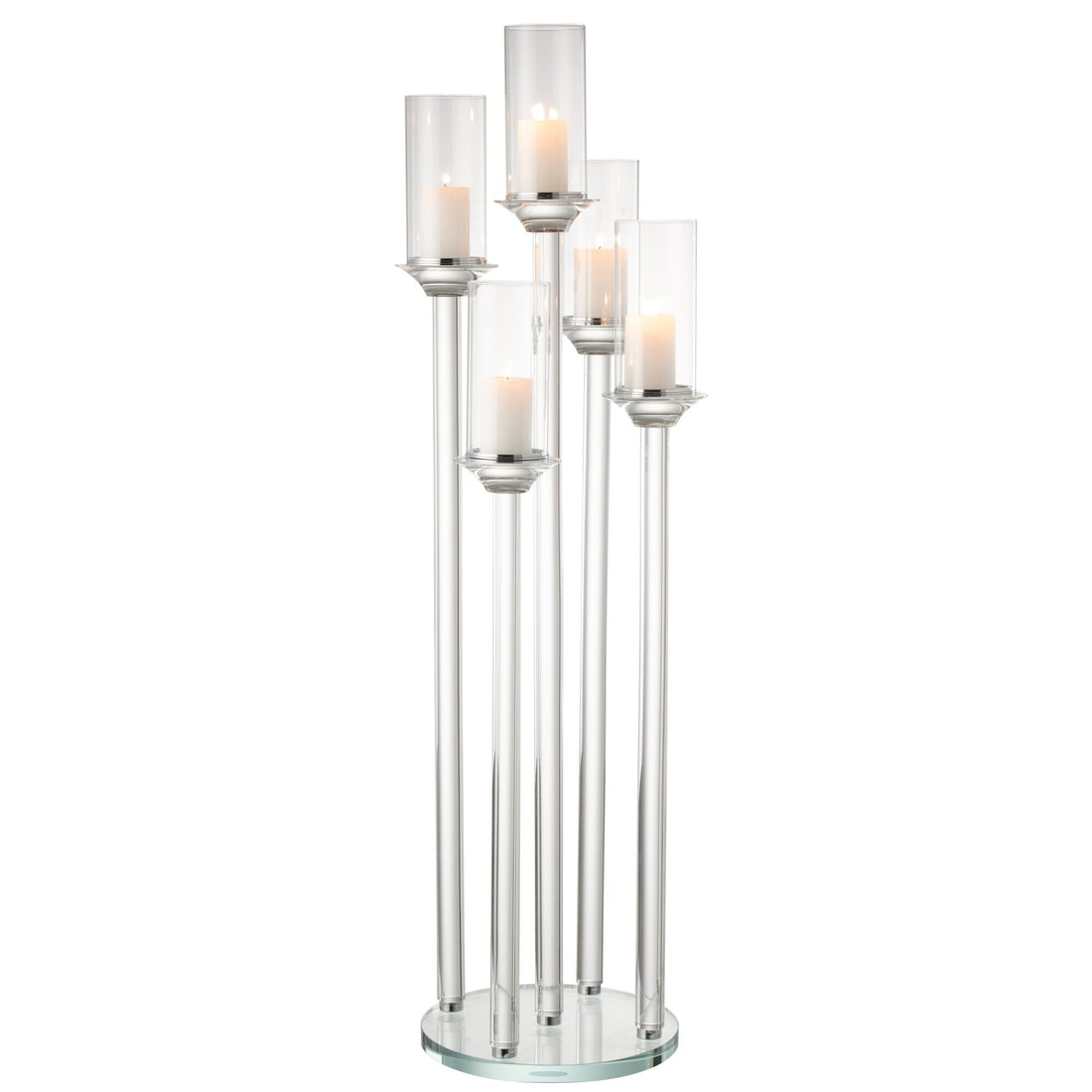 Lysestage 5 Stort Glas Transparent H100cm J-Line