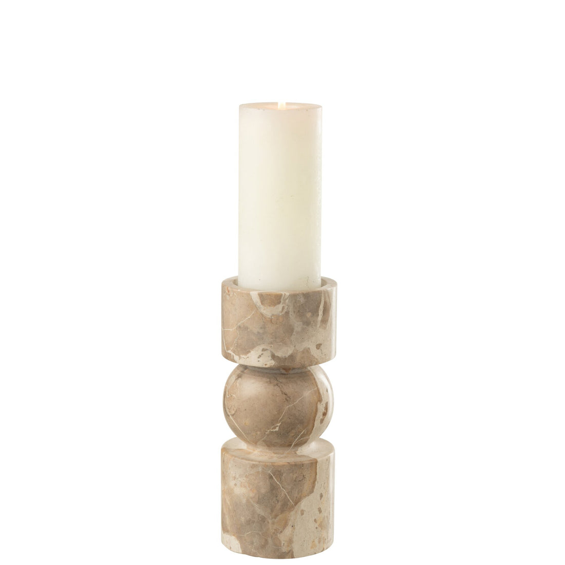 Lysestage i beige marmor, small, J-Line