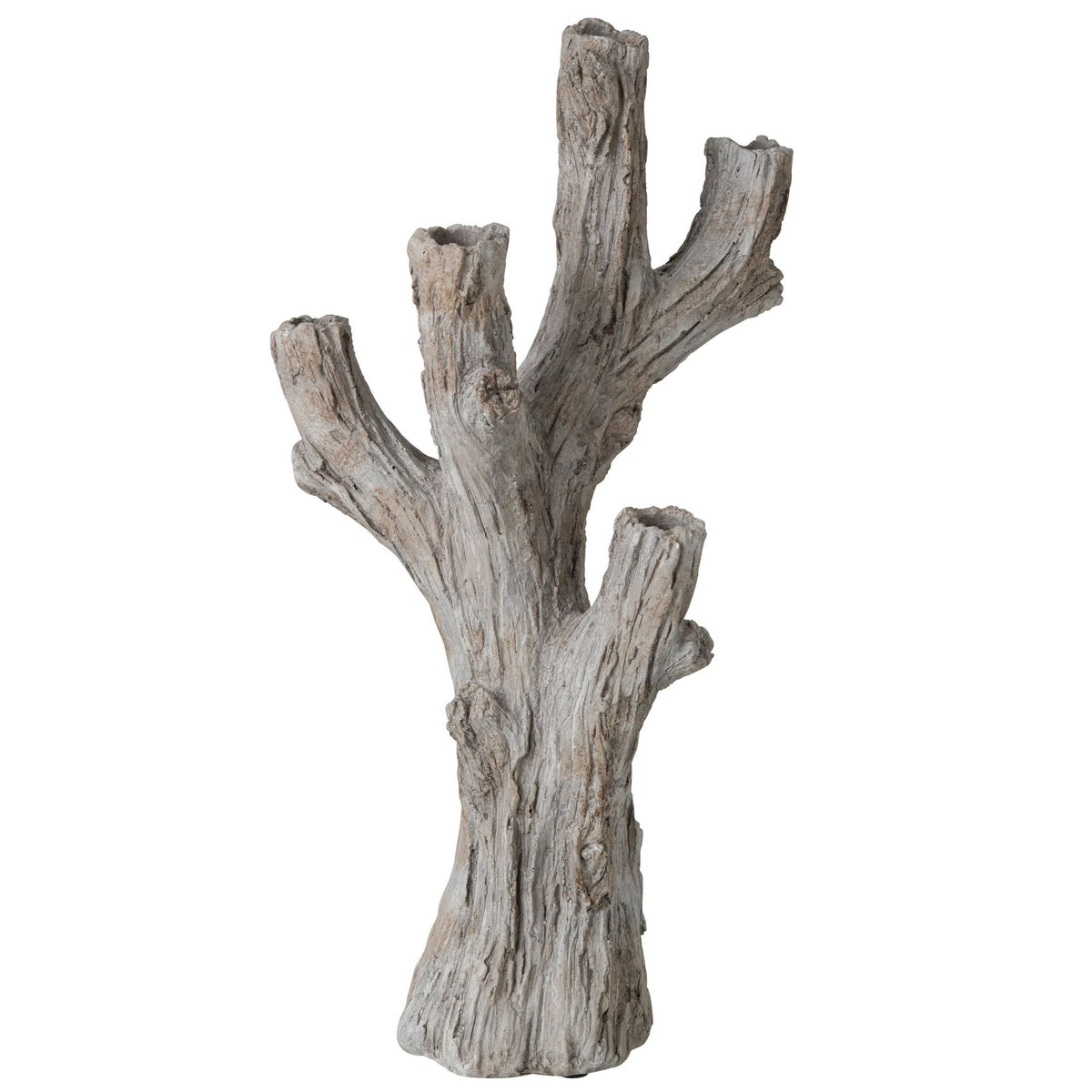 Lysestage i polyresin, taupe, stor, J-Line