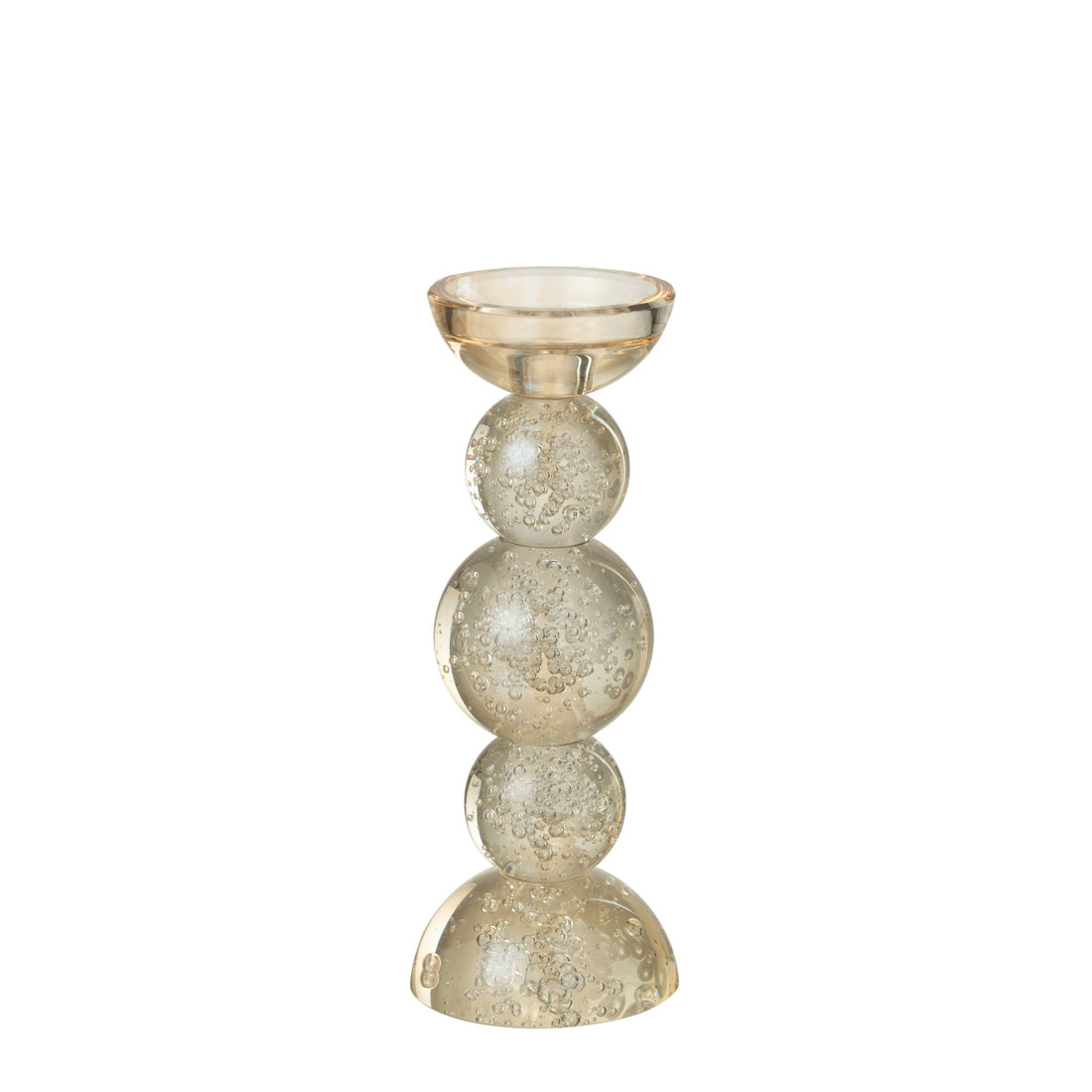 Kandelaar Glas Champagnekleurig Small Dia9,5xh26,5 J-Line - Kaarshouder - J-Line - livinglovely.nl