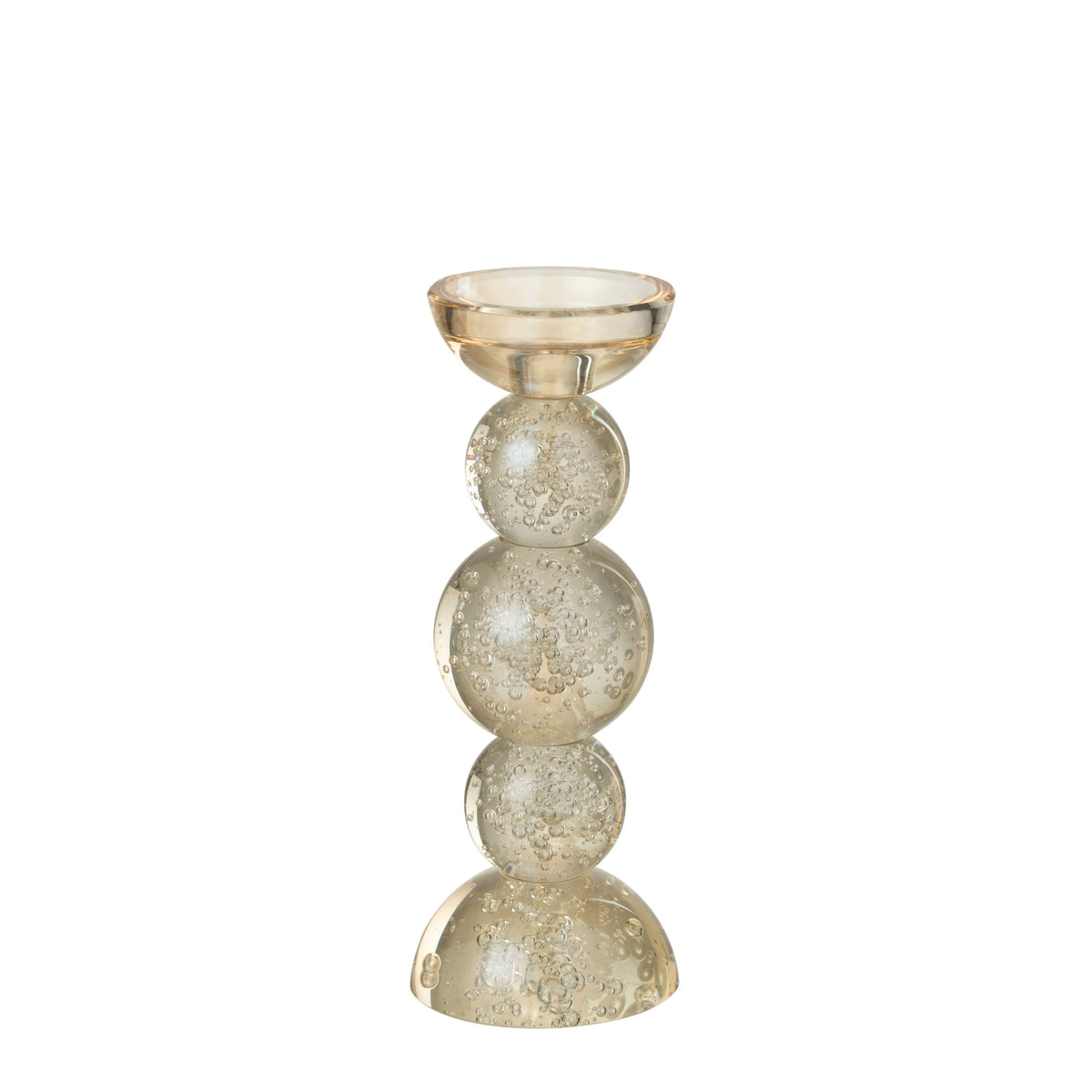 Kandelaar Glas Champagnekleurig Small Dia9,5xh26,5 J-Line - Kaarshouder - J-Line - livinglovely.nl