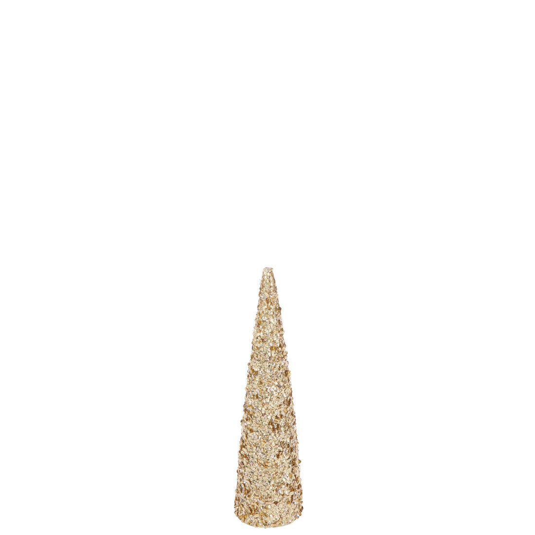 Kegleformet skum med pailletter, guldfarvet, medium, H56 cm, J-Line