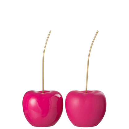 Kers Resine Blinkend/Mat Roze Large Set Van 2 - Beeld - J-Line - livinglovely.nl