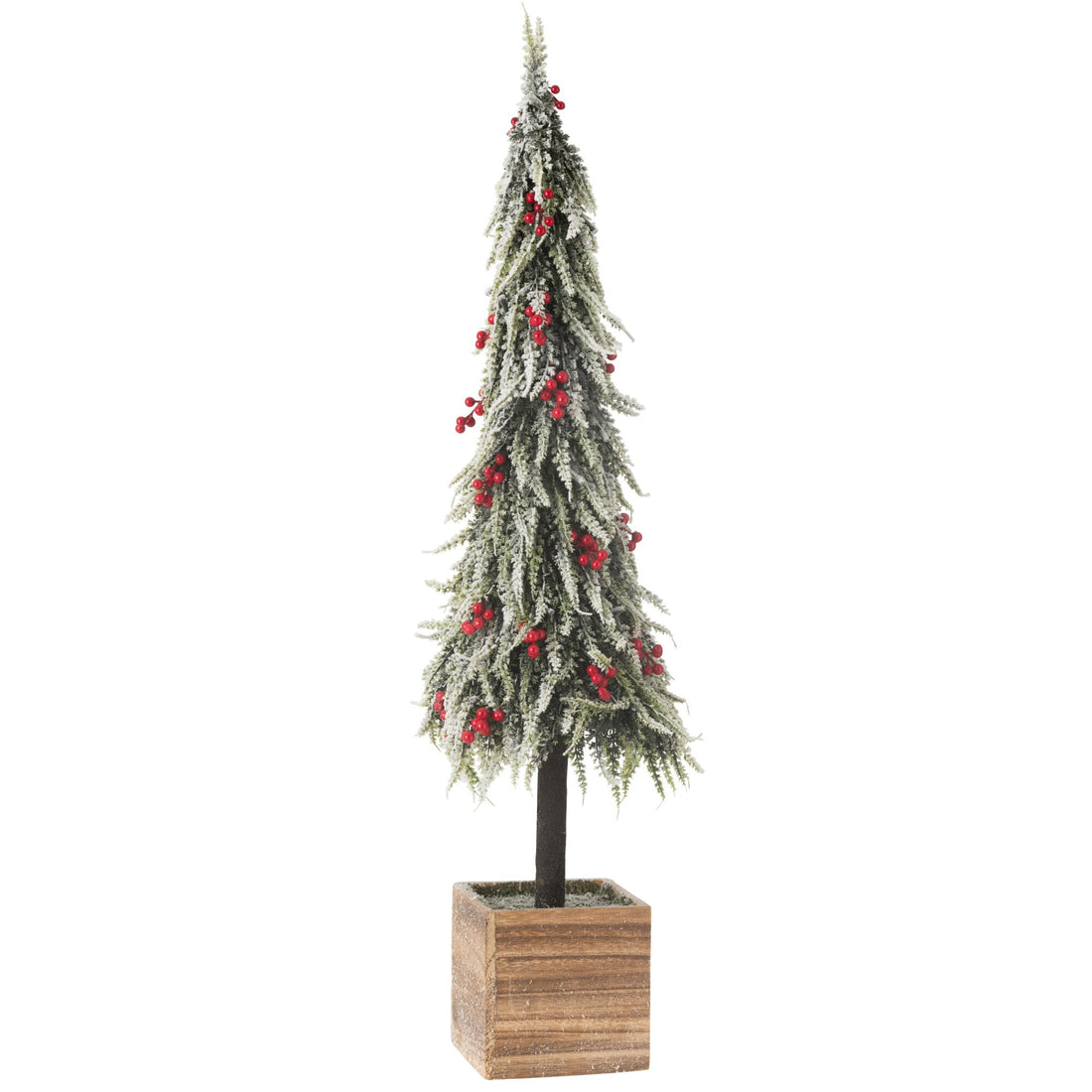 Juletræ + LED i plast med sne, grøn/rød, ekstra stort, H95 cm, J-Line