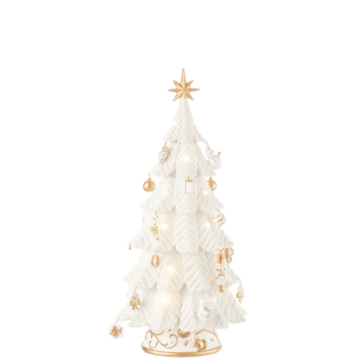 Juletræ LED-pynt Resin Hvid/Guld Lille H51,5cm j-Line