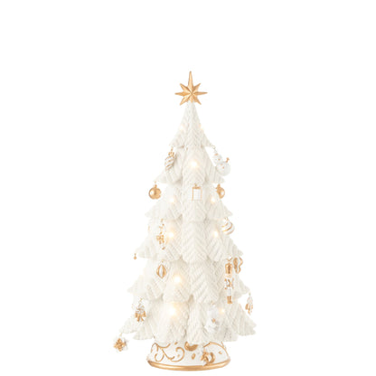 Juletræ LED-pynt Resin Hvid/Guld Lille H51,5cm j-Line